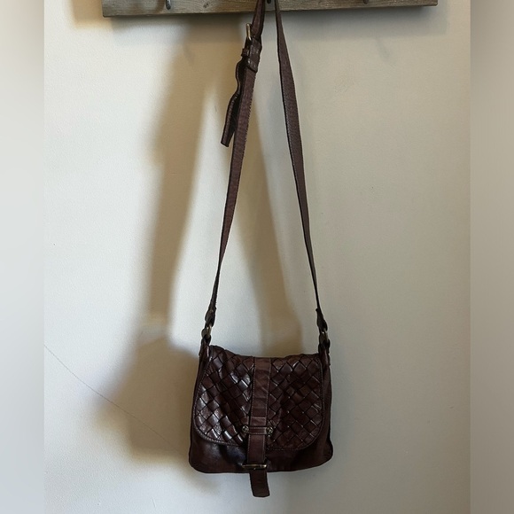 Civico 93 Bag Crossbody Woven Leather Italy Adjustable Strap Brass Hardware - Picture 3 of 13